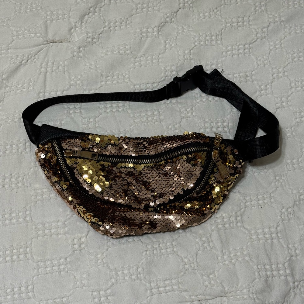 Rose Gold Sequin Fanny Pack with Adjustable Strap